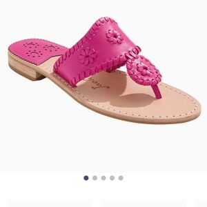 Jack Rogers Pink Leather Floral Sandals